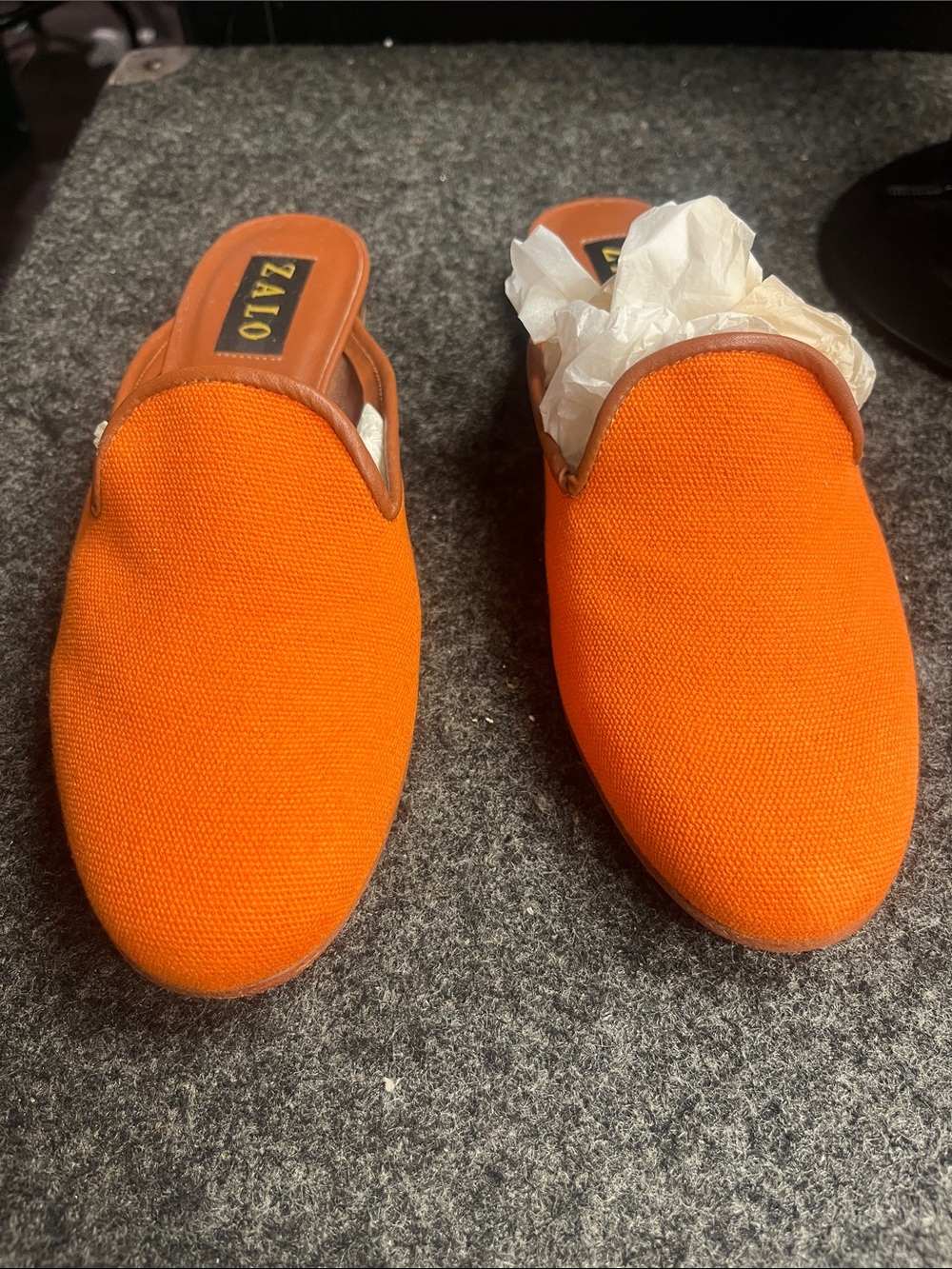 Zalo Bright Orange Canvas Backless Mules